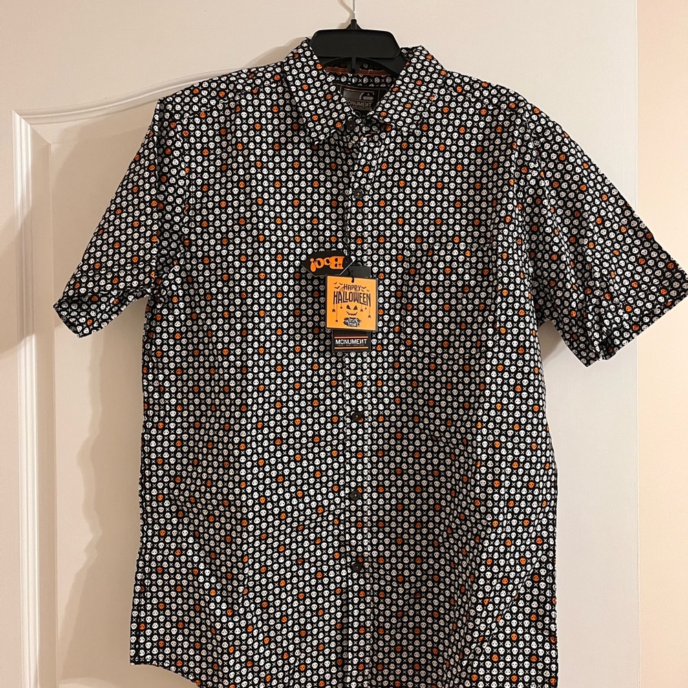 Men's Halloween Casual Shirt - Black and Orange